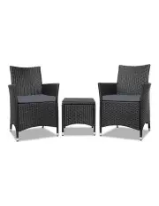 [Gardeon] Outdoor Bistro Set 3 Piece in Black