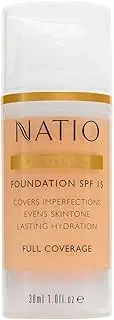 [Natio] Australia Flawless Foundation SPF 15 Light Honey 30ml - Full Coverage, Dewy Finish Liquid Foundation - Conceal Imperfections, Redness & Uneven Pigmentation - Hydrating Medium to Full Coverage Foundation - Made in Australia
