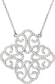 [Franki Baker] Sterling Silver Lovers Knot Pendant Necklace Faceted Crystals. Pendant: 3.7cm.Chain: 50cm+5cm Extension Comes in Pretty Box, Stone, Crystal