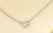 LADIES 14K WHITE GOLD DIAMOND SOLITAIRE NECKLACE NEW WITH TAGS .20 CARAT