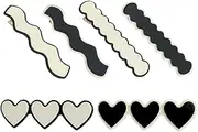UEIOAVL Hair Clips, 6 Pieces French Hair Clips Love Heart Wavy Acrylic Hair Clips for Thin Hair and Thick Hair Women Hair Clips Set for Women and Girls (Black, White)