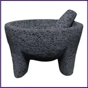 8.6 inch Molcajete Mortar and Pestle, Mexican Handmade with Lava Stone,Herb