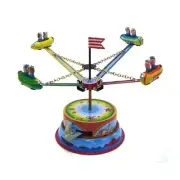 Classical Tinplate Spring Toy Rotating Spaceship Figure for Home Decoration