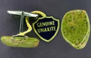 C1960s NOS Genuine Unakite Polished Natural Gemstone Cufflink Green Burnt Orange