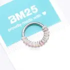 Implant Grade Titanium Pave Baguette Sparkle Clicker Hoop Ring