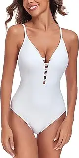[Colloyes] Bikinis Swimsuit Set for Women's One Piece Deep V Neck Cutout Swimsuit