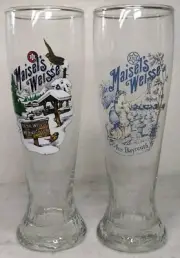 2 German Beer Pilsner Glasses Barware Maisel's Weisse Bayreuth Bavarian .5 Liter
