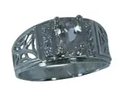 14k Morganite & Diamonds Men’s Ring, White, Yellow, Rose G, Free Sizing, US