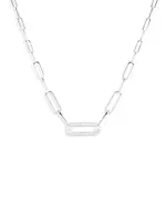 Dinh Van 18K White Gold Maillon Diamond Pave Link Pendant Necklace, 16.93