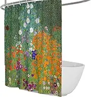 Gustav Klimt's Colorful Garden Shower Curtain Bathroom Home Art Painting Picture Bathroom Waterproof Shower Curtain Set with Hook W180xL180cm
