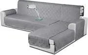 TAOCOCO Waterproof Sectional Couch Covers L Shaped Sofa Covers Chaise Lounge Cover 3pcs Reversible Sofa Covers for Sectional Sofa Pet Kids Furniture Protector with Elastic Straps(Large, Gray)
