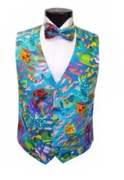 Tropical Coral Reef Tuxedo Vest and Bowtie