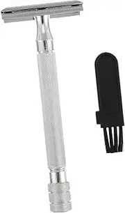 FRCOLOR Manual Safety Razor Metal Scraping Brush Reusable Beard Trimmer Double Blade Shaving Tool for Men Women