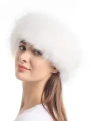 Faux Fur Headband with Elastic for Women's Winter Earwarmer Earmuff White wit...