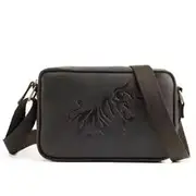 Men's Embossed Crossbody Bag Large Capacity Multi-compartment Business Commuting Portable Stylish Shoulder Bag