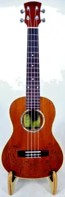Alulu solid mahogany tenor ukulele, green abalone, laser sea fish pattern UMT02