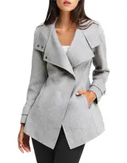 [Belle & Bloom] Bad Girl Grey Marl Wool Blend Moto Coat