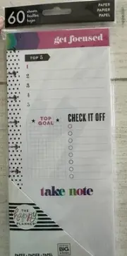 Happy Planner 60 Sheet NEW Refill Page Pack Classic Get Focused MAMBI