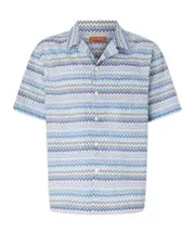 Missoni Zig-Zag Printed Short-Sleeved Shirt IT50 blue and gray