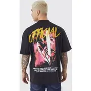 Mens Black Oversized Official Back Graphic T-shirt