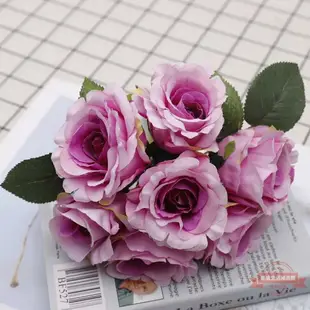 歐麗菲 7頭愛爾蘭玫瑰 仿真玫瑰花道具裝飾花新娘手捧花 婚禮布置