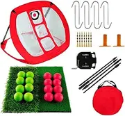Golf Training Accessories Pop Up Golf Chipping Net Golfing Target Net with 16 Training Balls Hitting Mat Golf Score Counter and Golf Tee Golf Practice Net