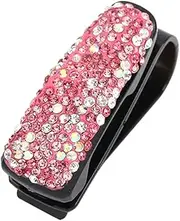 MAGICLULU Rhinestone Sunglasses Clip Storage Holder Auto Fastener Organizer for Sun Visor Glasses Folder Pink Mixed Colors Fits All Glasses and Sunglasses