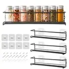 4 Pack Wall Mounted Spice Jar Rack Kitchen Cupboard Door Wall Storage Organiser