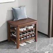 Modern Rustic Solid Wood Shoe Rack Shoe Cabinet Bench Shoe Changing Stool for Living Room Bedroom Entryway Hallway-Walnut 60x30x52cm(3 Tier)