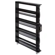 The Lakeside Collection Slim 4 Tier Black Wooden Storage Rack Cart on Wheels ...