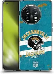 Head Case Designs Officially Licensed NFL Helmet Distressed Jacksonville Jaguars Logo Art Soft Gel Case Compatible with OnePlus 11 5G