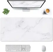 Auhoahsil Large Mouse Pad, XXL Gaming Mousepad, Desk Mat for Desktop, Thick Rubber, Big & Long Size, Stitched Edges, Full Desk Pad for Laptop & Computer, Extended 35.4 x 15.7 in, Modern Marble