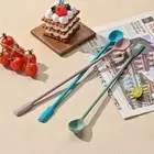 Reusable Stirring Spoon Long hand Jars Scraper Silicone Spatula Kitchen & Bar