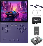 Trimui Brick Handheld Game Console 3.2-inch 1024*768 IPS Screen 3000mAh Built-in 64G TF Card Supports Multiple Simulators Linux System with Screen Protector Purple