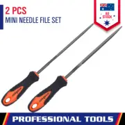 2x 6.1" Flat Mini Needle File Metal Wood Carving Carpentry Tool Non Slip Handle