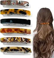 6PCS French Barrette Hair Clip, 7.5CM Hair Slides for Women, Tortoiseshell Hair Accessories