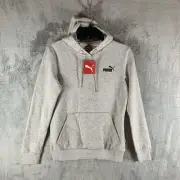 Puma Womens Hoodie XS Sweatshirt Gray Essentials Logo Kangaroo Pocket Gym NWT