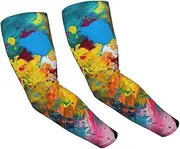 [FHEDVBN] Colorful Abstract Painting Arm Sleeves Compression Arm Covers for Men Women Outdoor Sun Sleeves Cooling Sports Sleeve, Black
