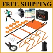 Professional Agility Ladder & Training Gear - Hurdles, Cones, Parachute Included