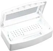 1Pc, Plastic Sterilizing Box Organizer for Nail Tools, Clear Lid Disinfectant Tray for Spa Manicure, Hair Salon Tweezers, and Cutter Equipment