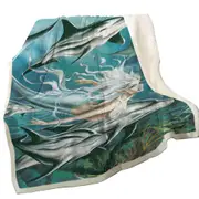 Sirens Mythology Art Dolphins and Mermaid Throw Blanket