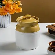 [Desi Favors] 5"" Traditional Barni Jar | Ceramic Traditional Indian Pickle Jar, Handmade Achaar Barni, Kitchen Storage Containers, Ceramic Vase, Indian Achaar Jaadi, Pickling Jar, 4.5x5 Inch
