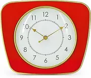 LOMANDA 9 Inch Retro Wall Clock, Mid Century Decorative Vintage Wall Clocks Battery Operated Silent Square Clocks for Kitchen Office Bedroom Living Room (Red)