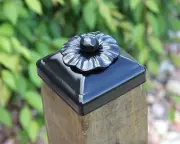 Decorative Wrought Iron Rosette Flower Top Post Cap topper, 4x4 wood fence post