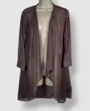 R & M Richards Women's Brown Sheer Lace Cardigan Sweater Size 16