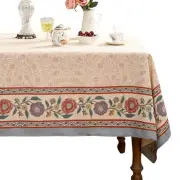 Designer Floral Linen Rectangle Tablecloth,Vintage Indian Style Table Cloth,W...