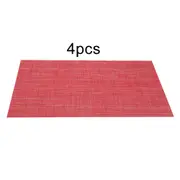 4Pcs 30*45Cm Stylish Pvc Knitted Square Heat Resistant Mat Tablecloth Pot Holder (Red)