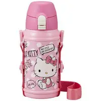 在飛比找樂天市場購物網優惠-Hello Kitty 白點 粉紅 按壓式 直飲 保溫瓶 水
