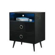 Amelia Modern Led Bedside Table With Usb And Power Socket Black Bedside Tables