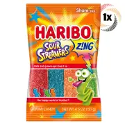 1x Bag Haribo Sour Streamers Z!NG Flavor Fat Free Share Size Gummi Candy | 5oz